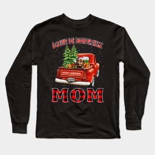 Christmas Dogue De Bordeauzx Mom Santa Hat Truck Tree Plaid Dog Mom Christmas Long Sleeve T-Shirt